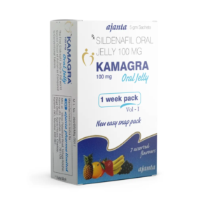 alt="Kamagra Oral Jelly 100mg 7 Sachets Pack assorted flavours"